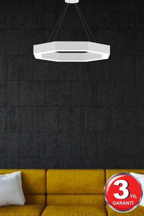 Octagon (White Case, Yellow Light) Led Modern Led Chandelier - Swordslife
