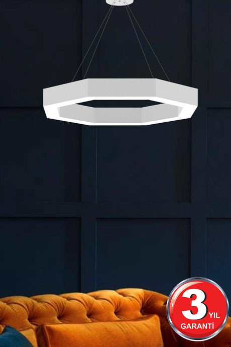 Octagon (White Case, Yellow Light) Led Modern Led Chandelier - Swordslife
