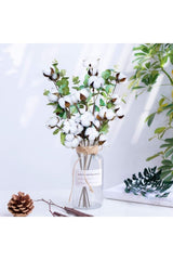 Natural Cotton Flower Branch With Eucalyptus 5 Pieces Dried Flower Artificial Flower - Swordslife