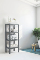 Ombeg 4-Tier Wood Patterned Plastic Shelf