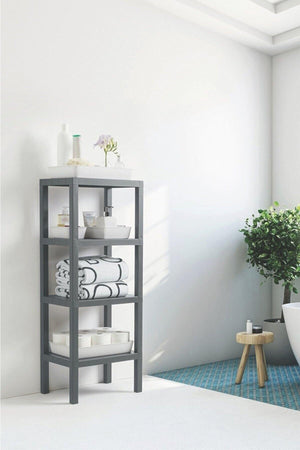 Ombeg 4-Tier Wood Patterned Plastic Shelf