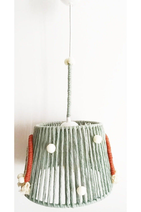 Light Khaki Macrame Rope Wrapped Rainbow Appliqué Baby And Kids Room Chandelier - Swordslife
