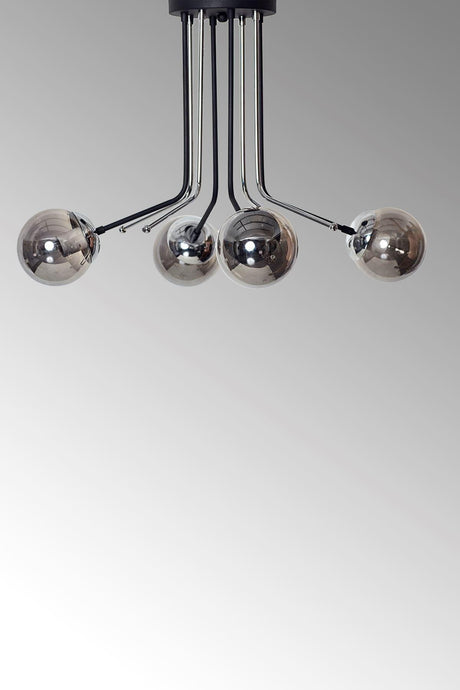 Optic 4 Lux Chrome Black Metal Body Smoked Glass Design Luxury Chandelier - Swordslife