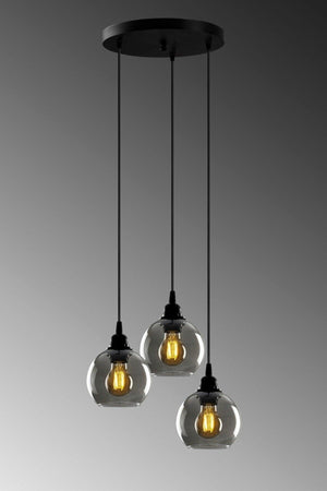 Opvik Special Design Modern Sport Black Color Smoke Glass Pendant Lamp 3 Piece Chandelier - Swordslife