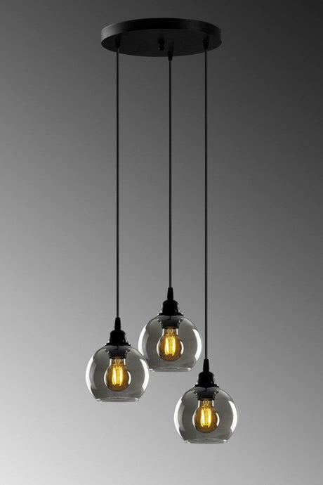 Opvik Special Design Modern Sport Black Color Smoke Glass Pendant Lamp 3 Piece Chandelier - Swordslife