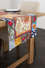 Orange Ethnic Elephant Figured Digital Printed