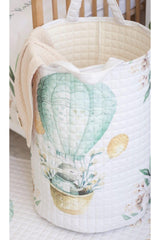 Organic Cotton Baby Toy And Laundry Basket - Flying Balloon And Rabbit Themed - Swordslife