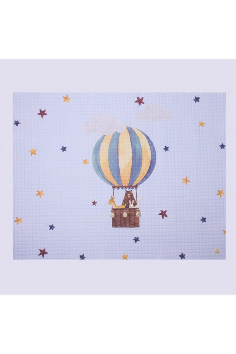 Organic Cotton Baby Toy Basket And Play Mat Set - Flying Balloon And Colorful Star Themed - Swordslife