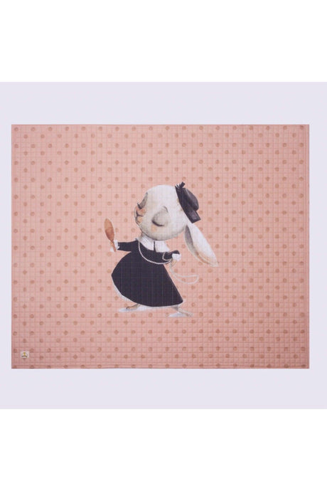 Organic Cotton Baby Toy Basket And Play Mat Set - Pink Color Polka Dot Rabbit Theme - Swordslife