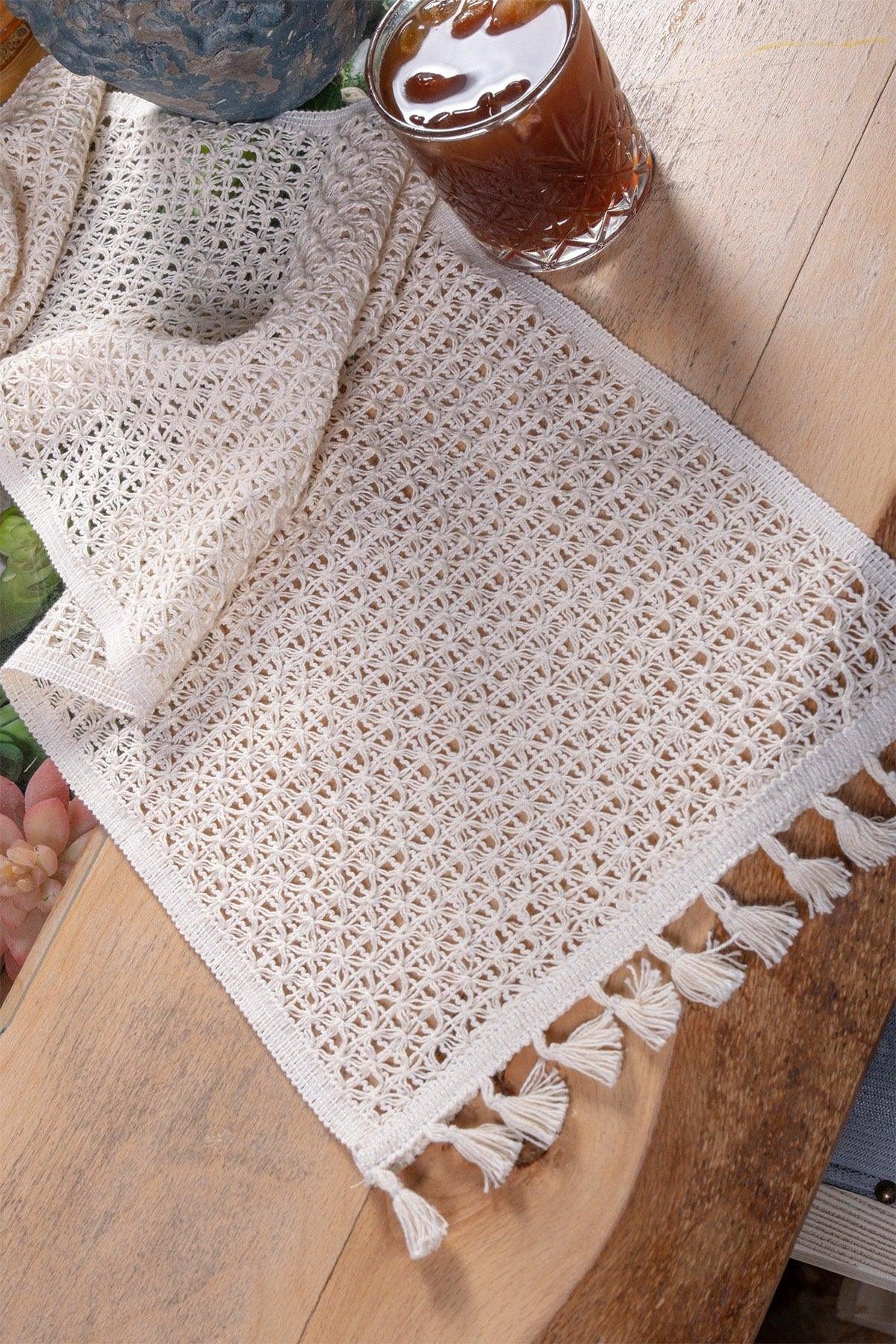 Organic Cotton Complete Lace Cream 30x150 Cm Runner Table Cloth - Swordslife