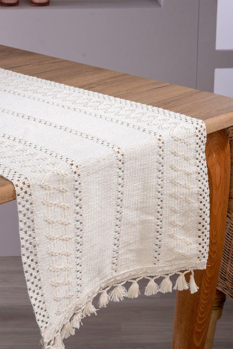 Organic Cotton Lace Cream 35x145 Cm Runner Table Cloth - Swordslife