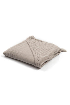 Organic muslin baby towel in soft gray