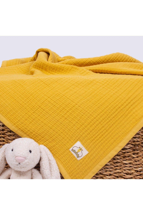 Organic Cotton 4-Ply Solid Color Muslin Baby Blanket - Mustard Color - Swordslife