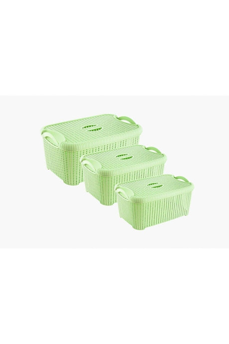 Knitted 3-Pack Box Set with Lid Bath Basket Set Eh-408 - Swordslife