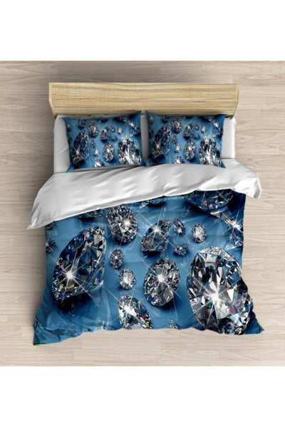 Osso Blue Diamanten 3D Muster Doppel Bettlaken Set