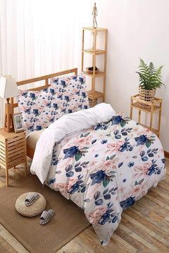Osso patterned double cotton duvet cover set with elastic sheet 200x220 cm