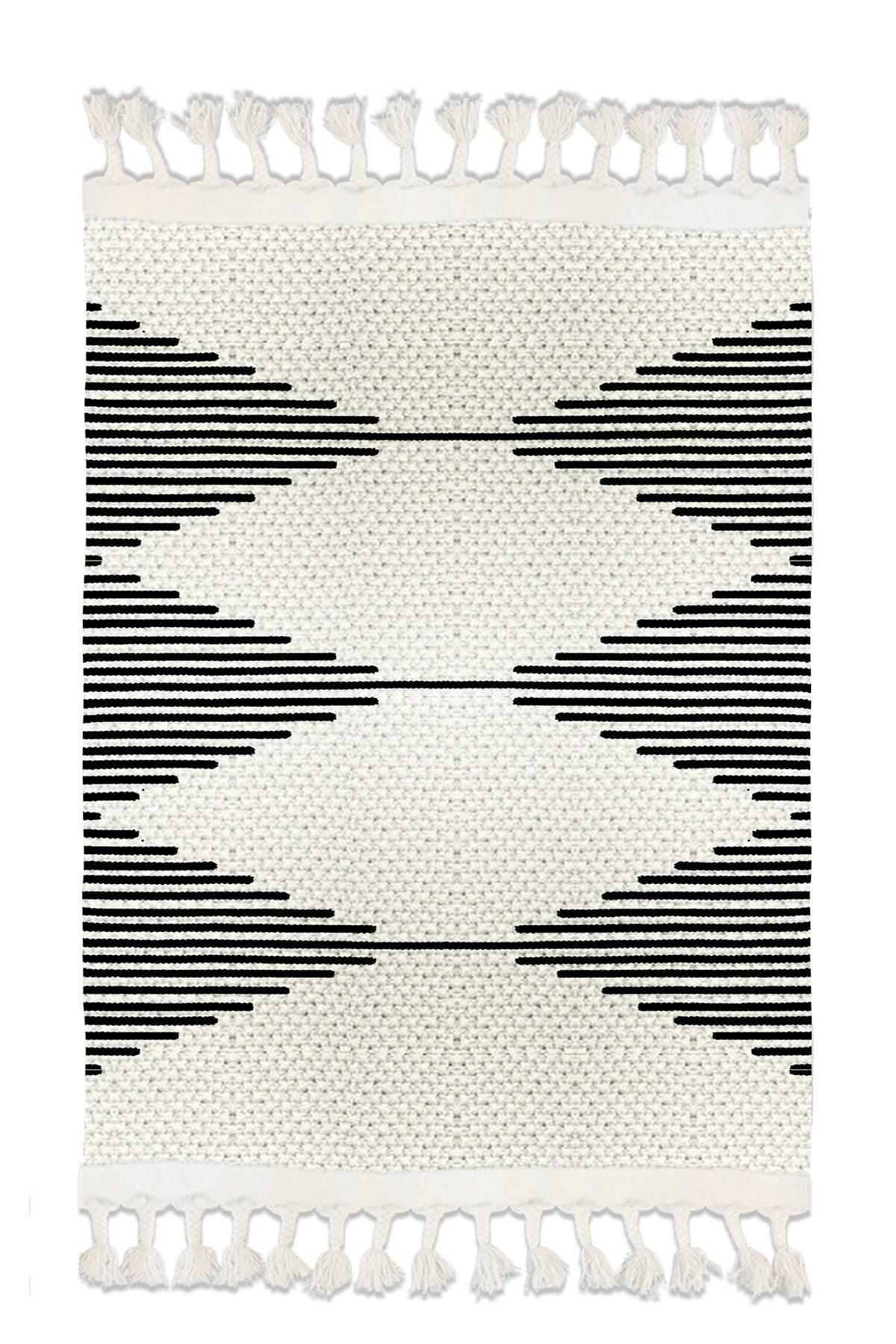 Osso Patterned Washable Modern Single Bath Mat Carpet Vintage Woven Rug 50x80cm Byns-04 - Swordslife