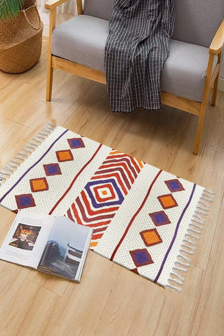 Osso Patterned Washable Modern Single Bath Mat Carpet Vintage Woven Rug 50x80cm Byns-06 - Swordslife