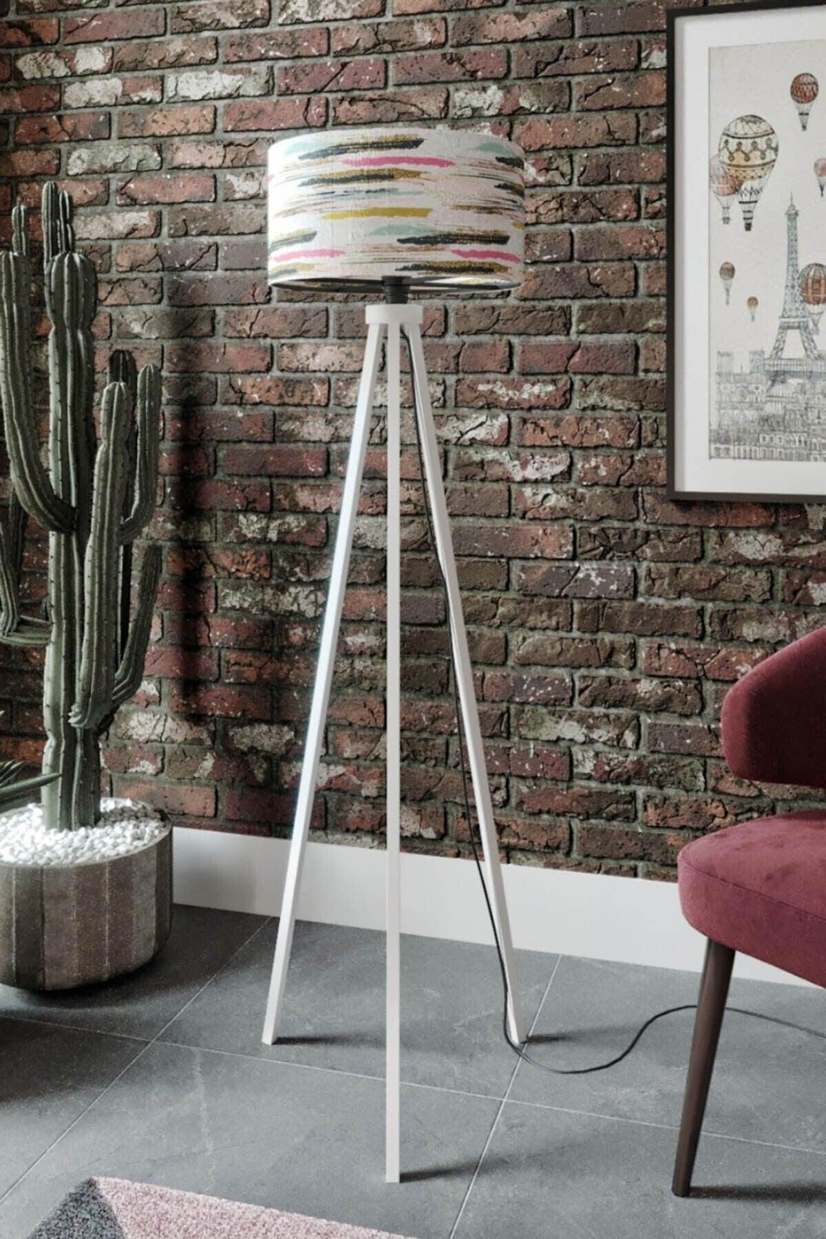 Osso Retro Lines Patterned Decorative Modern Wooden Mdf Tripod Floor Floor Lamp - Swordslife