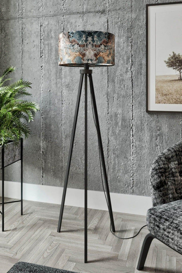 Osso Retro Batik Patterned Decorative Modern Wooden Mdf Tripod Floor Floor Lamp - Swordslife
