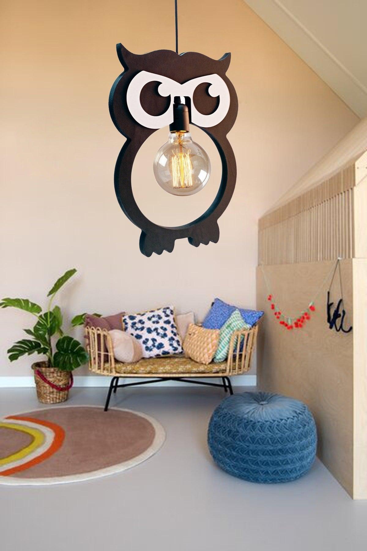Owl Wooden Kids Baby Room Chandelier Decorative Pendant Lamp Wood Luxury Rustic Modern Decorative Lamp - Swordslife