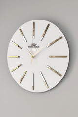 Special Decorative Mirrored Wall Clock White & Gold Silent Mechanism 37x37cm - Swordslife