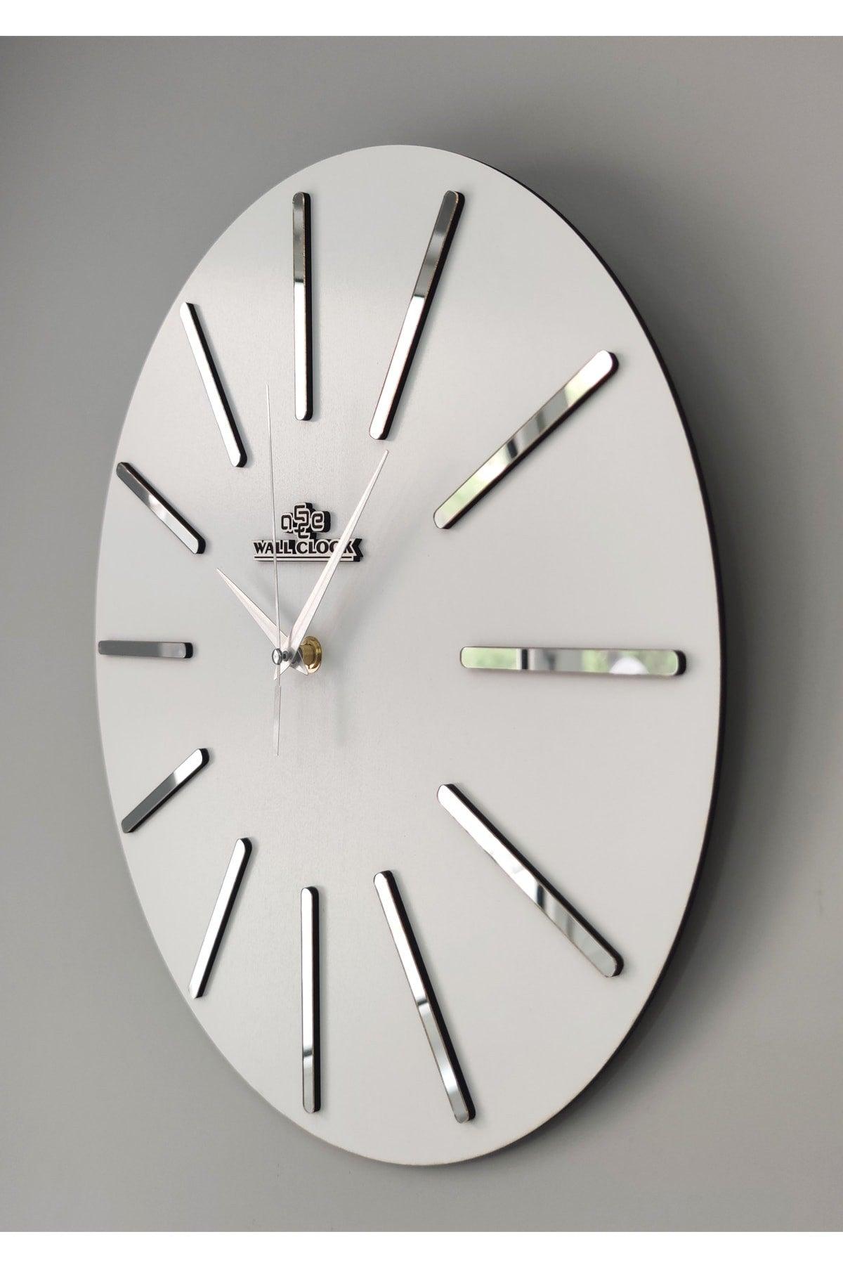 Special Decorative Mirrored Wall Clock White & Silver Silent Mechanism 37x37cm - Swordslife