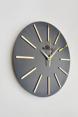 Special Decorative Mirrored Wall Clock Black & Gold Silent Mechanism 37x37cm - Swordslife