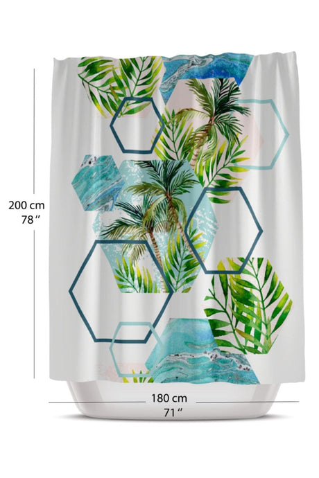Palm Pattern Bathroom Curtain Colorful Lux Printed Bathroom Shower Curtain 180x200 Shower Curtain - Swordslife