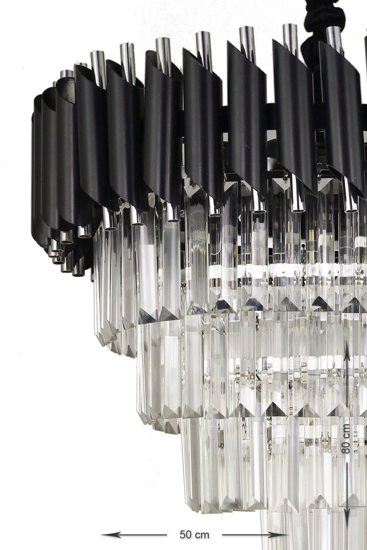 Palmira 50 Pcs Crystal Stone Luxury Chandelier - (black-chrome) - Swordslife