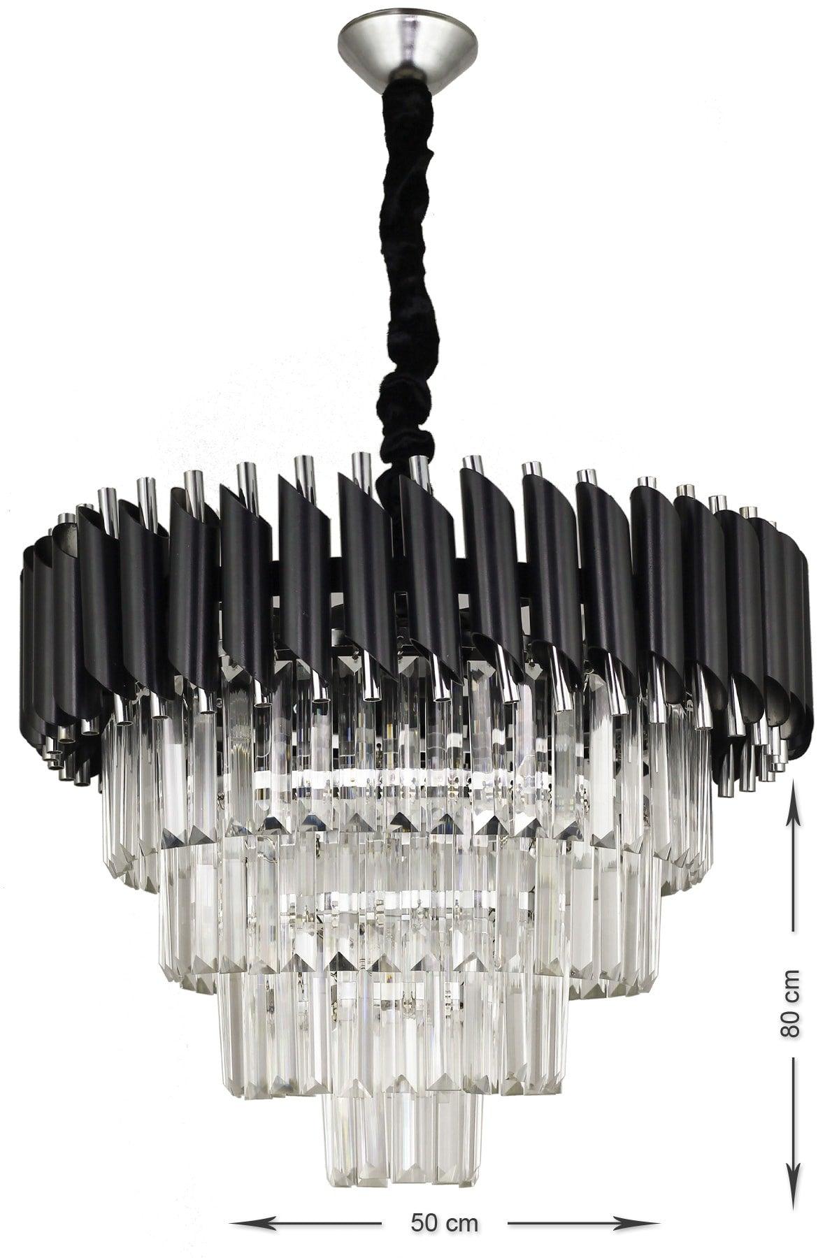 Palmira 50 Pcs Crystal Stone Luxury Chandelier - (black-chrome) - Swordslife