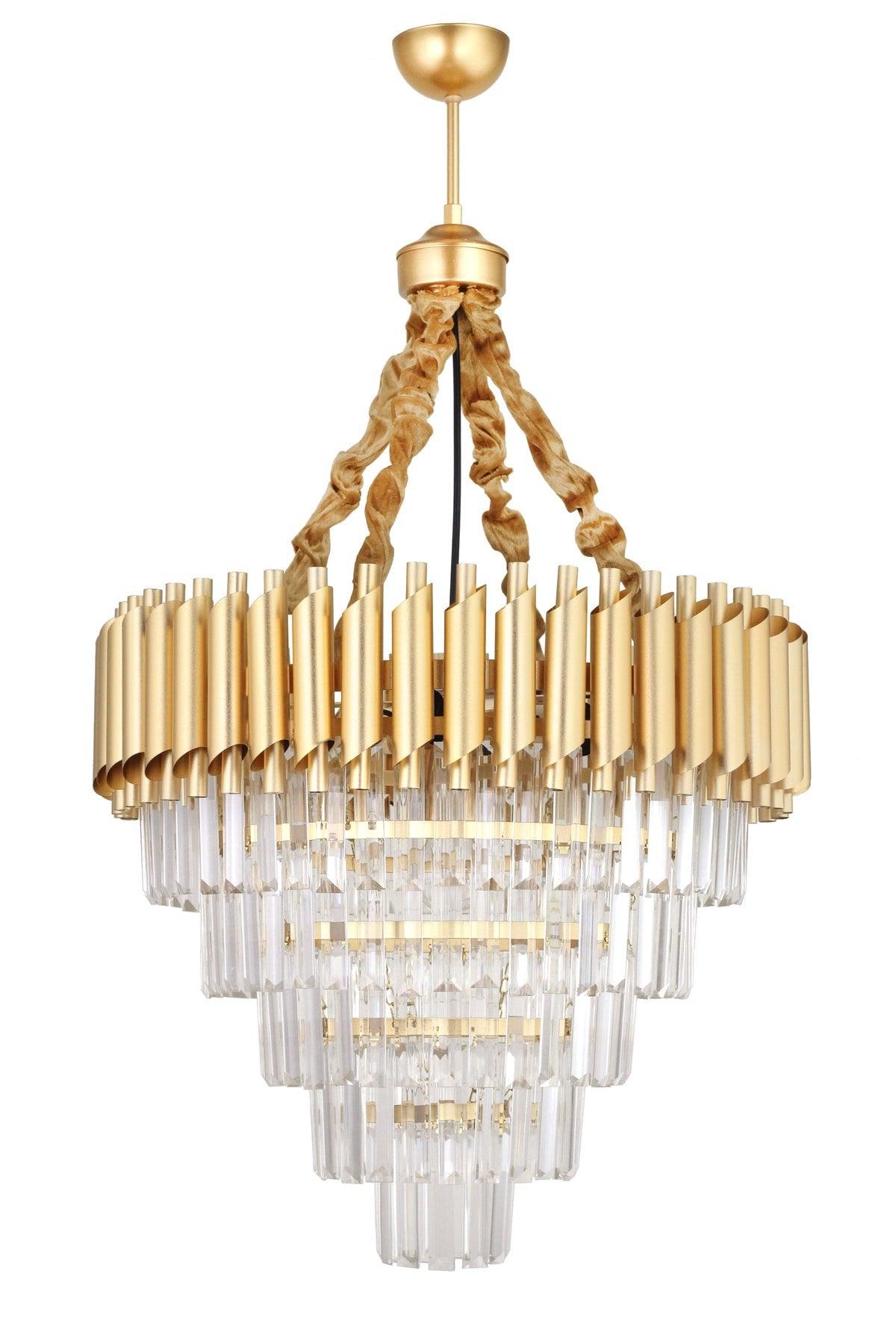 Palmira 55 Luxury Chandelier with Crystal Stone - (yellow-gilt) - Swordslife