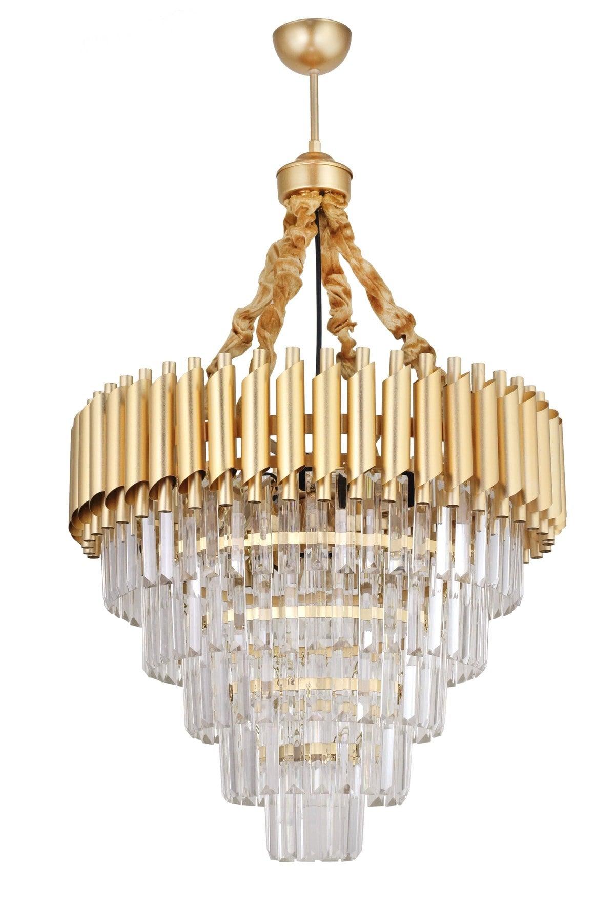 Palmira 55 Luxury Chandelier with Crystal Stone - (yellow-gilt) - Swordslife