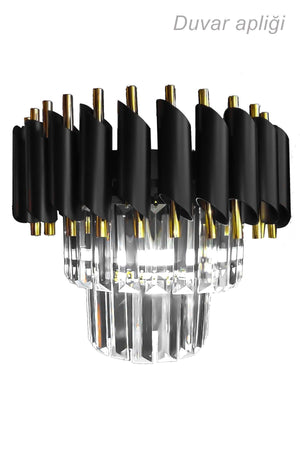 Palmira Crystal Stone Luxury Wall Sconce - (BLACK-GOLD) - Swordslife
