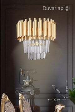 Luxury Crystal Applique Wall Sconce with Gilded Accents