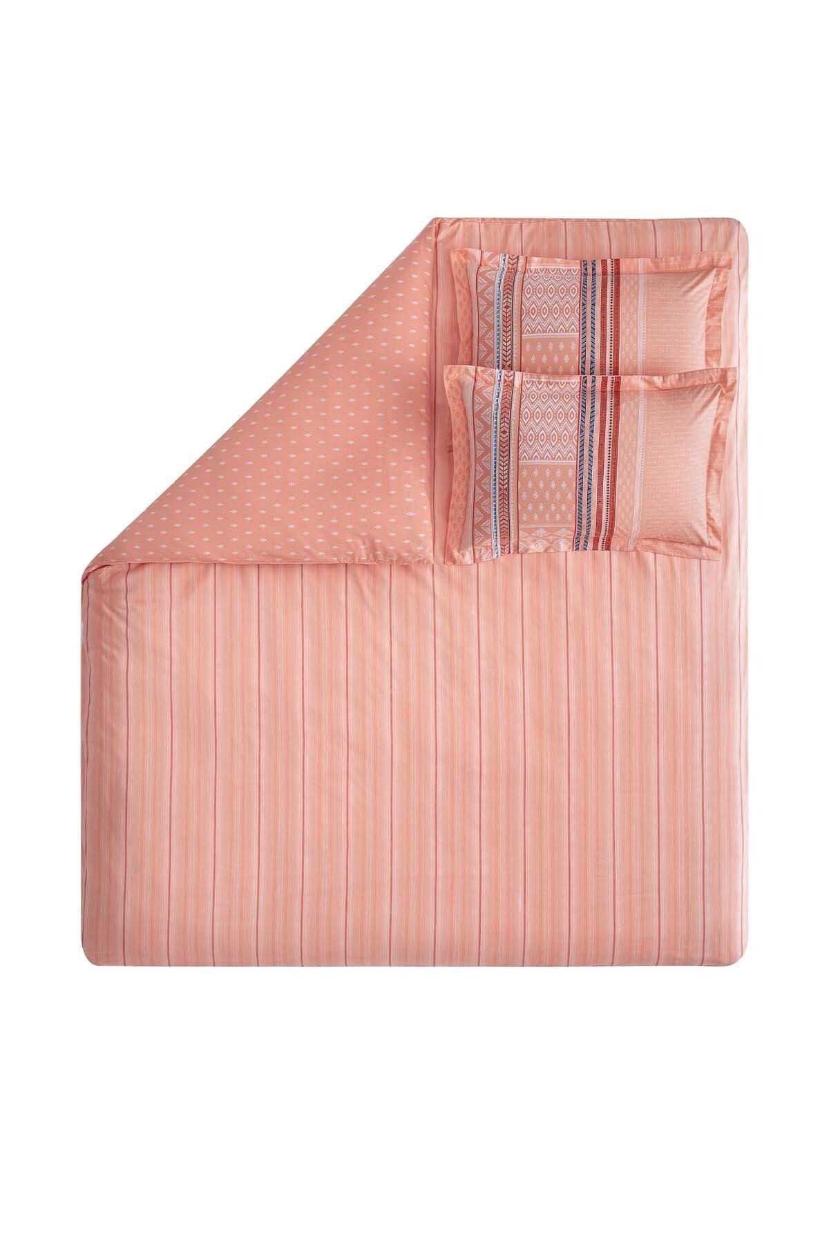 Pamena Ranforce Single Duvet Cover Set - Salmon - Swordslife