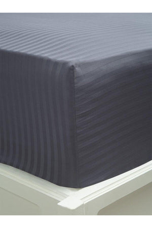 Cotton Satin Elastic Bed Sheet Set Striped Double White Color Hotel Type Padded - Swordslife