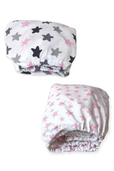 Cotton Baby Kids Elastic Bed Sheet 120x200 (2 Pieces) Pink Stars - Swordslife