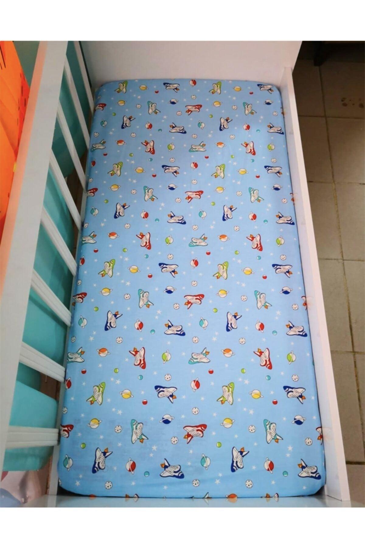 Cotton Kids Elastic Bed Sheet 120x200 cm 2 Pieces Car Traffic And Blue Galaxy - Swordslife