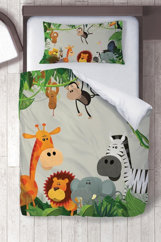 Cotton Micro Satin Favorite Safari Kids Room Kids Duvet Cover Set - Swordslife