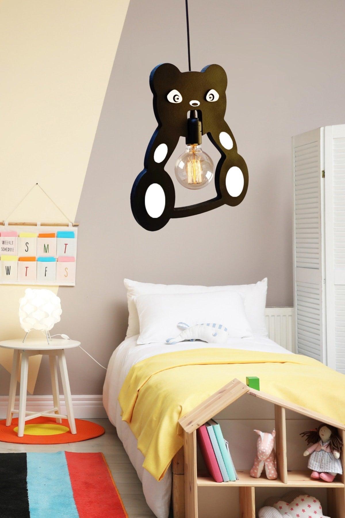 Panda Wooden Kids Baby Room Chandelier Decorative Pendant Lamp Wooden Luxury Rustic Modern Decorative Lamp - Swordslife