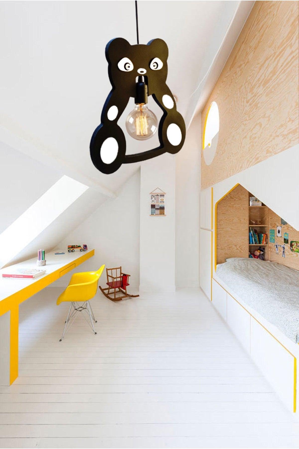 Panda Wooden Kids Baby Room Chandelier Decorative Pendant Lamp Wooden Luxury Rustic Modern Decorative Lamp - Swordslife
