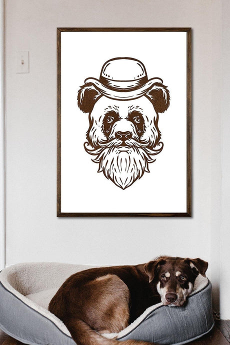 Panda2 Decorative Framed Wood Scraping , Home Office Wall Board - Swordslife