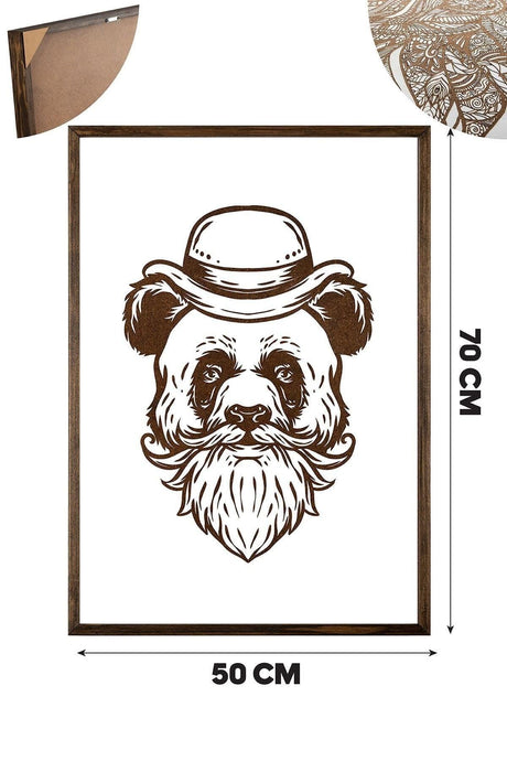 Panda2 Decorative Framed Wood Scraping , Home Office Wall Board - Swordslife