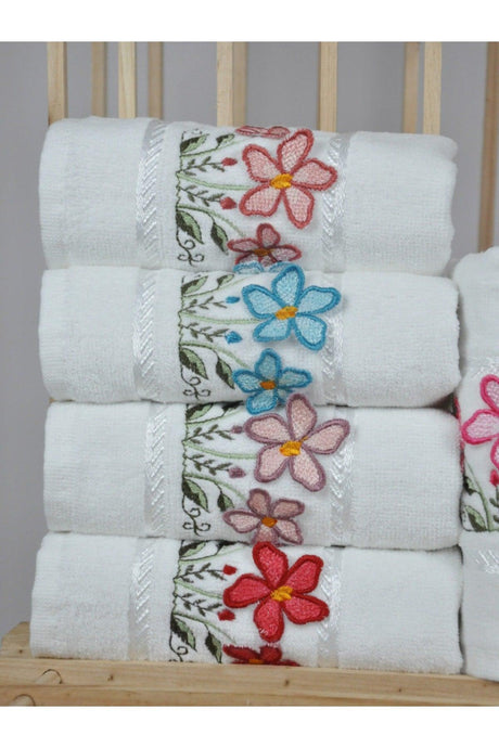 Daisy 6 Pcs Multicolored 3D Velvet Dowry Gift 28x50 Cotton Kitchen Towel - Swordslife