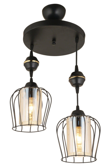 Parachute Pendant Lamp 2 Black Modern Downward Facing Chandelier - Swordslife