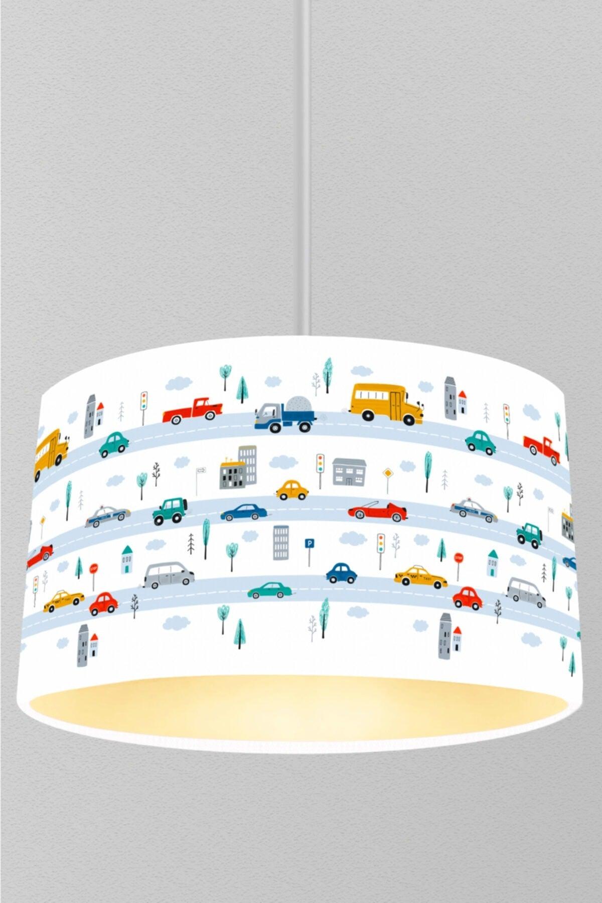 Pastel Colored Cars And Traffic Themed Children's Room Pendant Lamp Chandelier - Swordslife