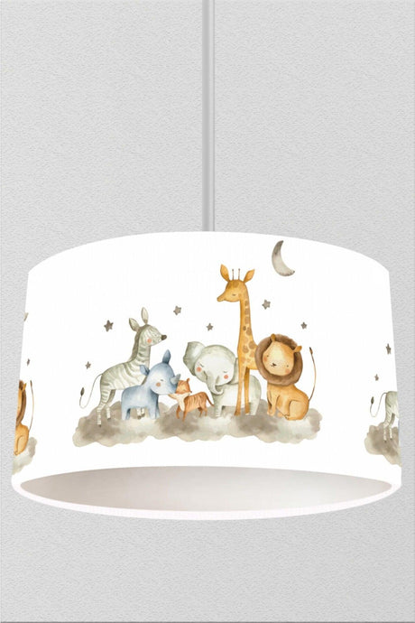 Cute Animals on Pastel Colored Clouds Children's Room Pendant Lamp Chandelier - Swordslife