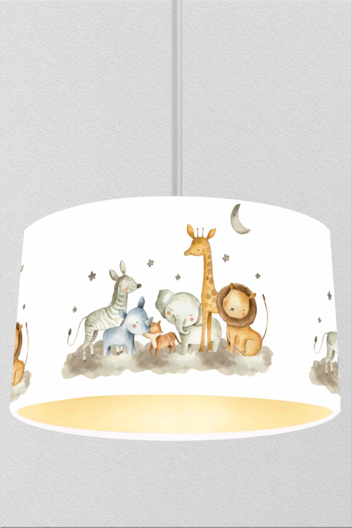 Cute Animals on Pastel Colored Clouds Children's Room Pendant Lamp Chandelier - Swordslife