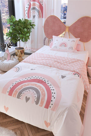 Pastel Rainbow Double Sided Kids Duvet Cover Set Cotton - Swordslife